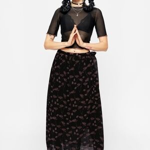 Disturbia Black and Pink Floral Maxi Skirt